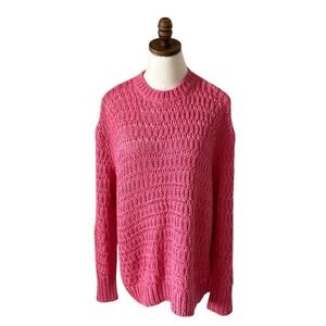 Anine Bing Pink Chunky Knit Sweater Crewneck‎ Women XS Oversized Minimalist